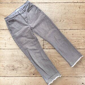 LOFT The Straight Crop Stretch High Rise Waist Denim Jeans Vintage Grey Wash 2